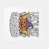 Halloween Let's Get Smashed Pompoen Bier Fleece Deken (Voorkant (Horizontaal))