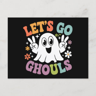 Halloween Let's Go Ghouls Ghost Retro Kostuum Briefkaart