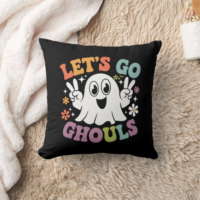 Halloween Let's Go Ghouls Ghost Retro Kostuum Kussen (Deken)