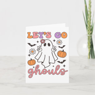 Halloween Let's Go Ghouls Ghost Retro Kostuum Vrou Kaart