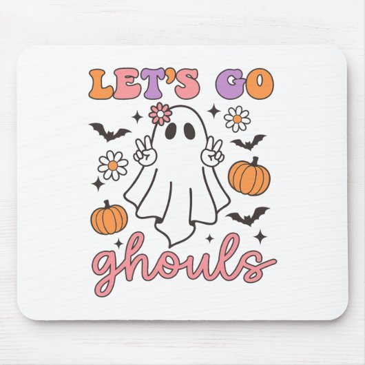 Halloween Let's Go Ghouls Ghost Retro Kostuum Vrou Muismat (Voorkant)