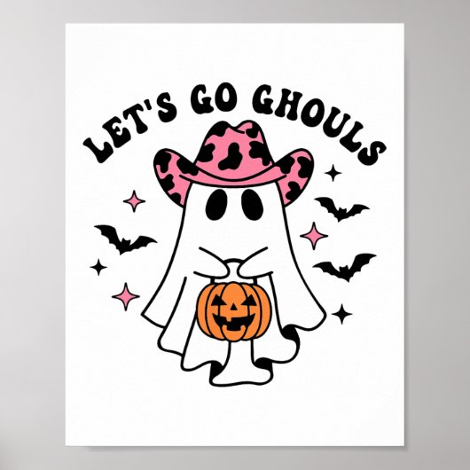 Halloween Let's Go Ghouls Ghost Retro Kostuum Vrou Poster (Voorkant)
