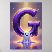 Halloween Letter G Cute Ghost Kids Art Poster (Devant)