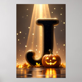 Halloween Letter J Pompoen Kinderen Klaslokaal Alf Poster