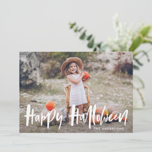 Halloween lettres à la main | Carte photo Hallowee (Debout devant)