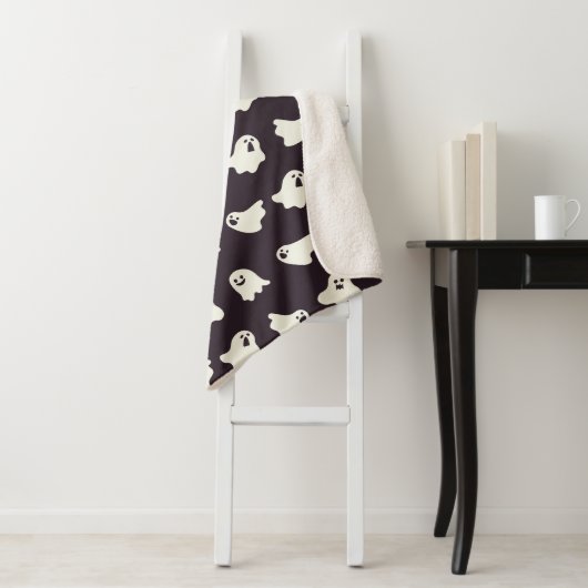 Halloween Leuke Ghost Pattern Herfst Sherpa Deken (In situ)