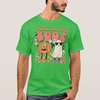 Halloween leuke groovy geest grappige pompoen hier t-shirt