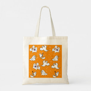 Halloween leuke spoken op oranje achtergrond tote bag