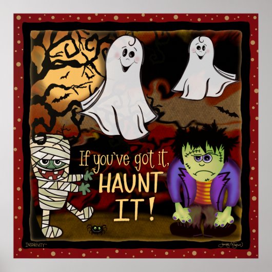 Halloween Leuke Spooky Mummy Ghosts Frankenstein Poster (Voorkant)