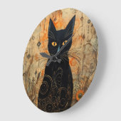 Halloween Leuke Spooky Zwart Kat Grote Klok (Hoek)