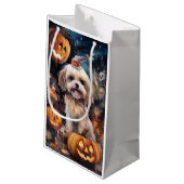 Halloween Lhasa Apso met pompoenen eng Klein Cadeauzakje (Achterkant Gekanteld)