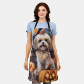Halloween Lhasa Apso met pompoenen eng Schort (Gedragen)