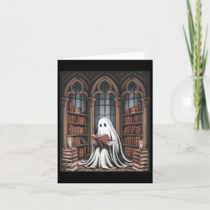 Halloween Librarian Ghost Reading Books Liefhebber Kaart