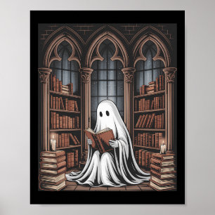 Halloween Librarian Ghost Reading Books Liefhebber Poster