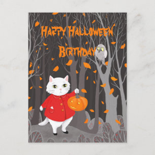 Halloween Lief Katje & Jack-o'-lantern Pompoen Briefkaart