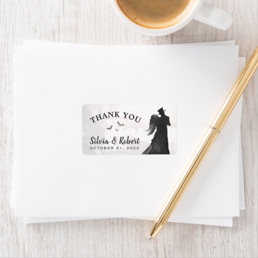 Halloween liefhebbers silhouet dank u bruiloft lab etiket (Insitu)