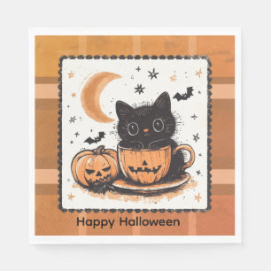 Halloween Lieve Kat Pompoen Servet