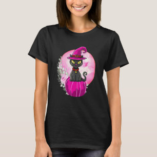 Halloween Lieve Zwarte Kat Op Pompoen Volle Maan V T-shirt