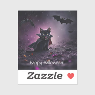 Halloween Lieve Zwarte Kat Vampier Sticker