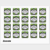 Halloween Lime Groen & Zwart Vierkante Drink Label (Vel)