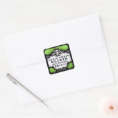 Halloween Lime Groen & Zwart Vierkante Drink Label (Envelop)
