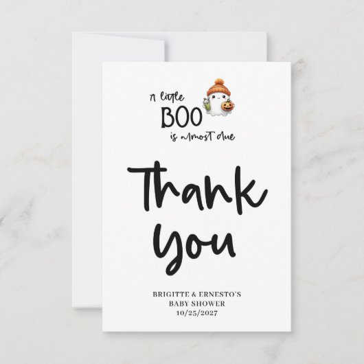 Halloween Little Boo Baby shower Flat Bedankkaart (Voorkant)