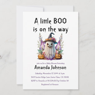 Halloween Little Boo Dark Paarse Baby shower Kaart