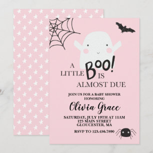 Halloween Little Boo Geest Baby Shower Roze Kaart