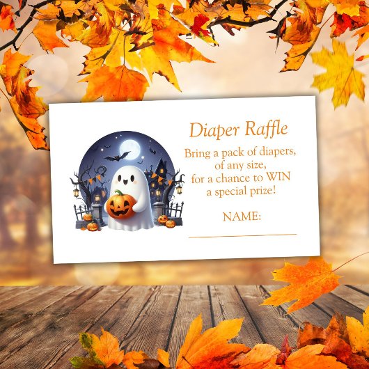 Halloween Little Boo Ghost Luier Raffle Ticket Informatiekaartje