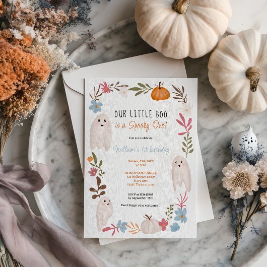 Halloween Little Boo Ghosts Boy kinder 1e verjaard Kaart