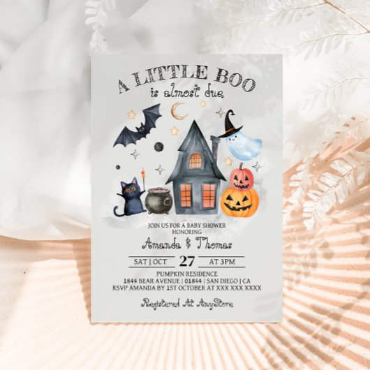 Halloween Little Boo Pumpkin Baby shower Kaart