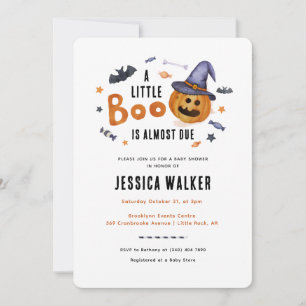 Halloween Little Boo Pumpkin Baby shower Kaart