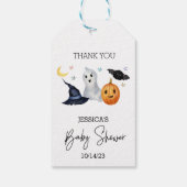 Halloween Little Boo Waterverf Baby shower Cadeaulabel (Achterkant)