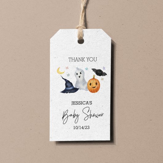 Halloween Little Boo Waterverf Baby shower Cadeaulabel