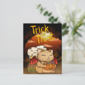 Halloween Little Devil Cat Feestdagenkaart (Staand voorkant)