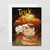 Halloween Little Devil Cat Feestdagenkaart (Voorkant / Achterkant)