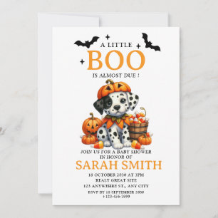 Halloween Little Dog Boo is Almost Due Baby Shower Kaart