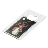 Halloween - Little Girl met Broom en Black Cat Kredietkaart Flessenopener (Voorkant Gekanteld)