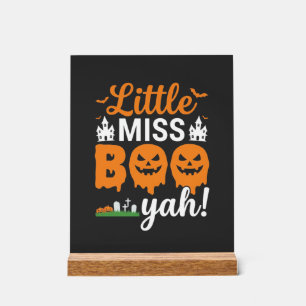 Halloween Little Miss Boo Yah Pompoen Ontwerp_1 Acryl Bord