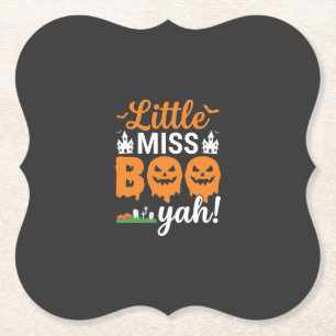 Halloween Little Miss Boo Yah Pompoen Ontwerp_1 Kartonnen Onderzetters
