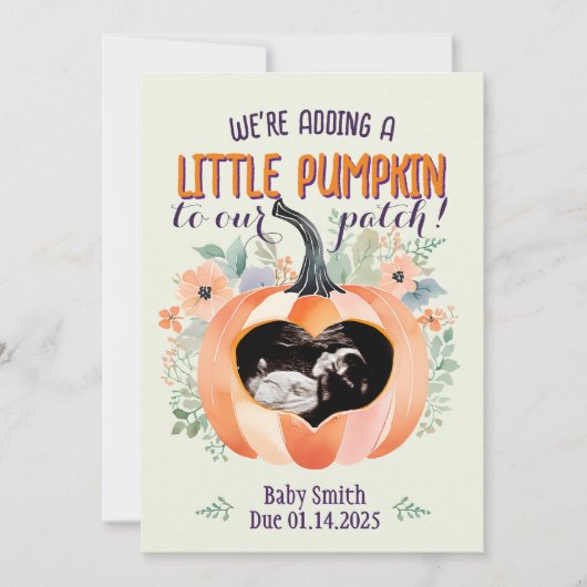 Halloween Little Pumpkin Patch zwangerschap onthul Aankondiging (Voorkant)