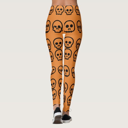 Halloween Little Skulls Pumpkin Oranje Pattern Leggings (Achterkant)