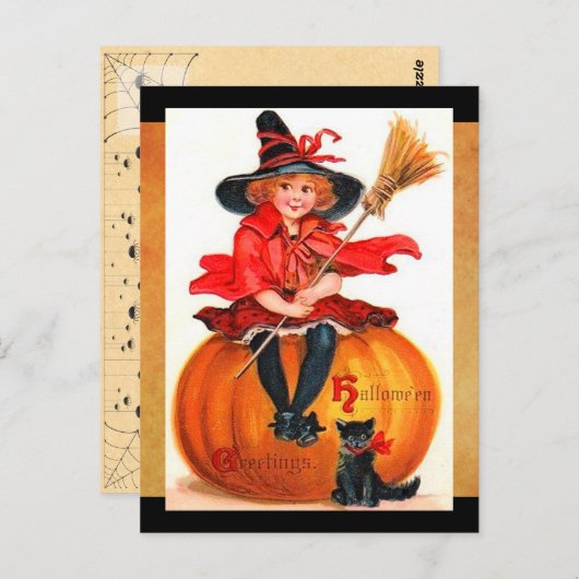  Halloween Little Witch Briefkaart (Voorkant / Achterkant)