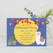 Halloween Llama Party Uitnodiging (Staand voorkant)