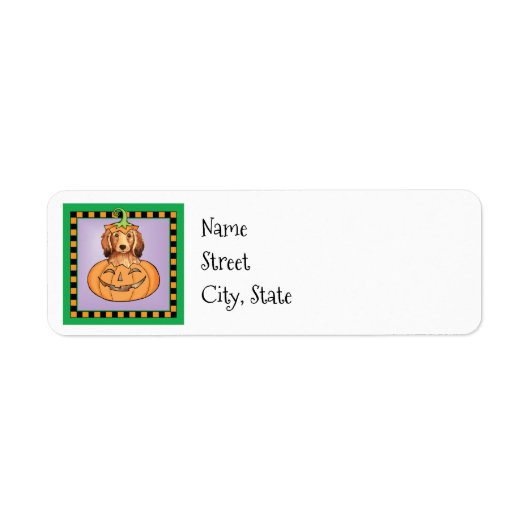 Halloween Longhaire Dachshund Label (Voorkant)