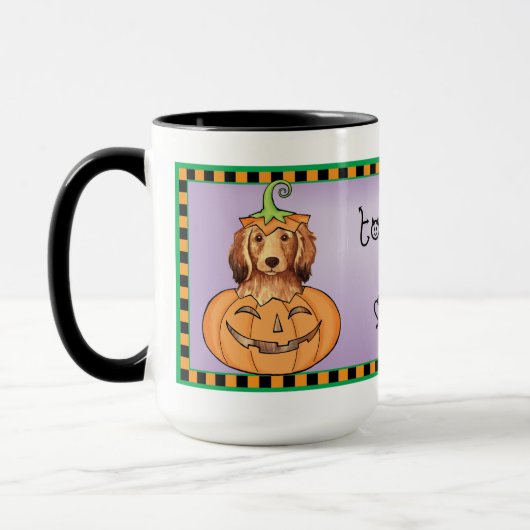 Halloween Longhaire Dachshund Mok (Links)