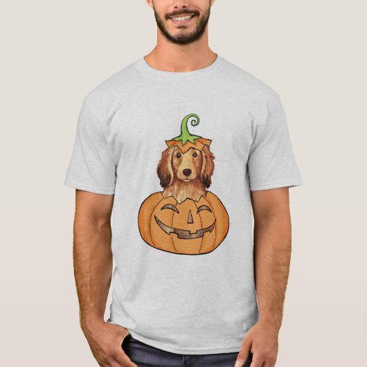 Halloween Longhaire Dachshund T-shirt (Voorkant)