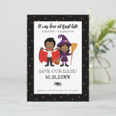 Halloween Love at First Bite Wedding Save The Date (Staand voorkant)