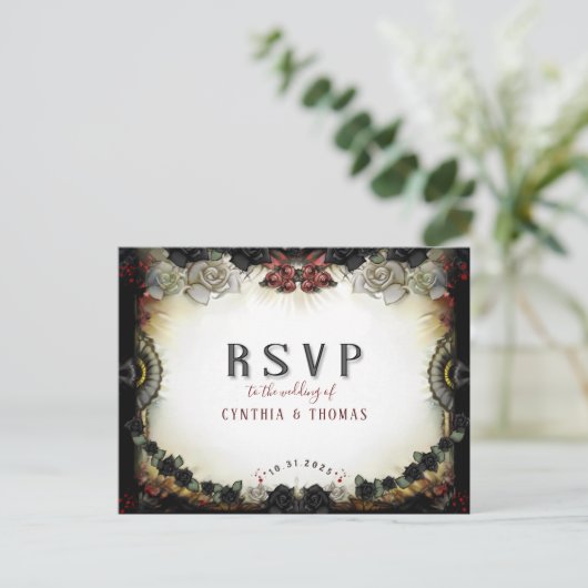 Halloween Love Letter Matching RSVP Briefkaart (Staand voorkant)