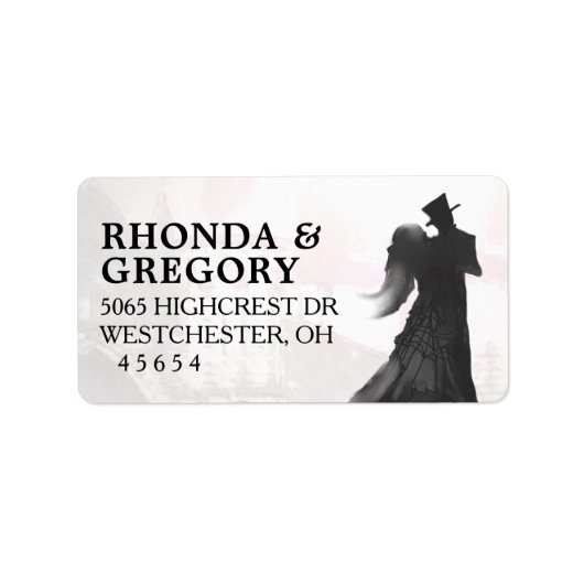 Halloween Lovers Silhouet Matching Bruiloft Label (Voorkant)